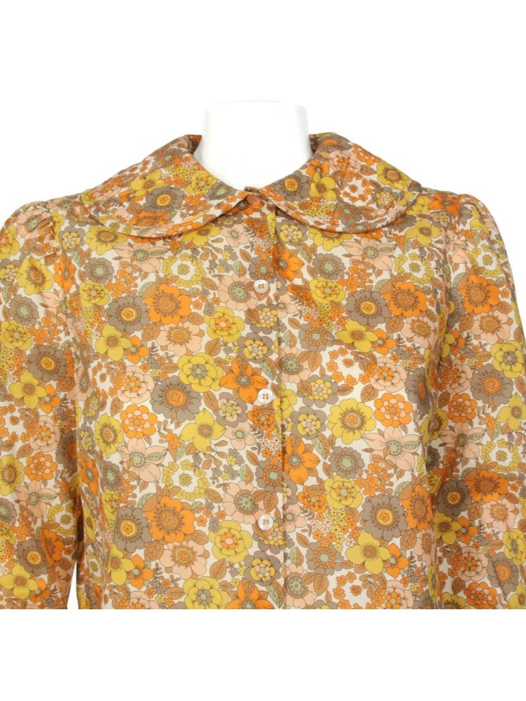 La Veste Wide Collar Warm Floral Long Sleeve Puffed Shoulder Blouse Sz M /112 — image 2 of 6